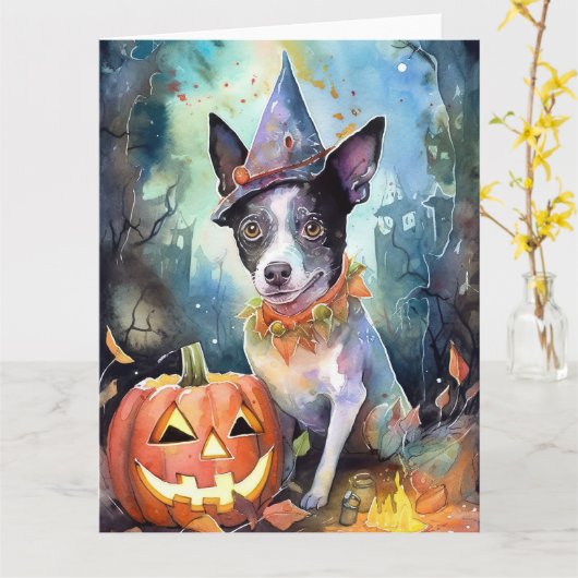 Halloween Australische Rinder mit Pumpkins Beängst Karte (Gelbe Blume)