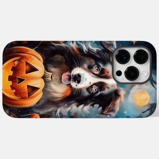 Halloween Australischer Schäferhund mit Pumpkins B Case-Mate iPhone Hülle (Rückseite (Horizontal))