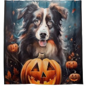 Halloween Australischer Schäferhund mit Pumpkins B Duschvorhang (Vorderseite)