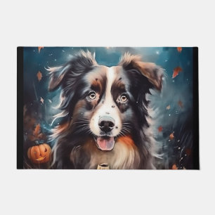 Halloween Australischer Schäferhund mit Pumpkins B Fußmatte