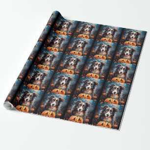 Halloween Australischer Schäferhund mit Pumpkins B Geschenkpapier