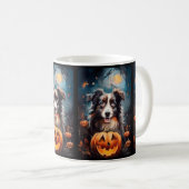 Halloween Australischer Schäferhund mit Pumpkins B Kaffeetasse (VorderseiteRechts)