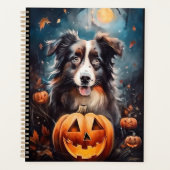 Halloween Australischer Schäferhund mit Pumpkins B Planer (Vorderseite)