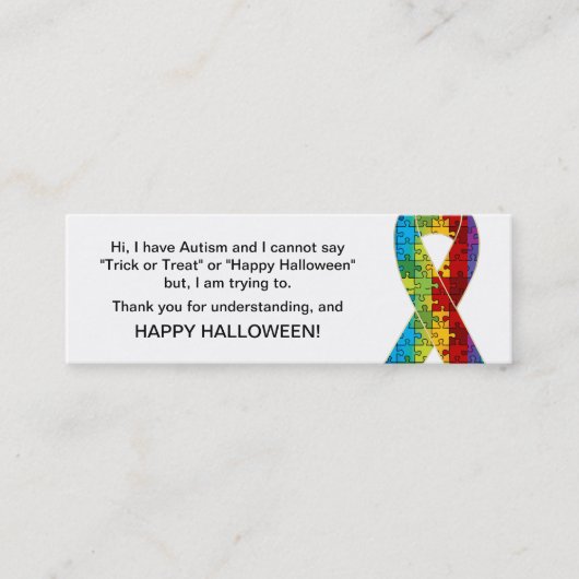 Halloween Autismus Trick oder Treat Cards Band 2 Mini Visitenkarte (Vorderseite)