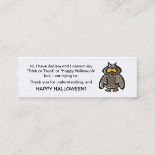 Halloween Autismus Trick oder Treat Cards Owl Mini Visitenkarte