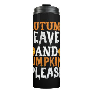 Halloween Autumn Leaves And Pumpkins Birthday Thermosbecher