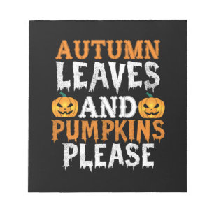 Halloween Autumn Leaves und Pumpkins Birthday Notizblock