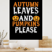 Halloween Autumn Leaves und Pumpkins Birthday Poster (Küche)