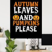 Halloween Autumn Leaves und Pumpkins Birthday Poster (Heimbüro)