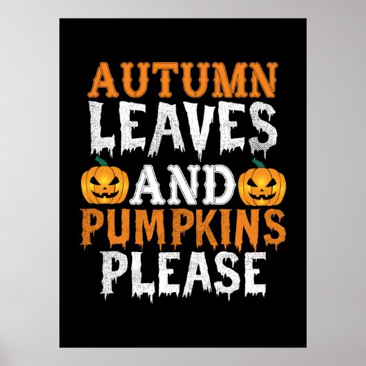 Halloween Autumn Leaves und Pumpkins Birthday Poster (Vorne)
