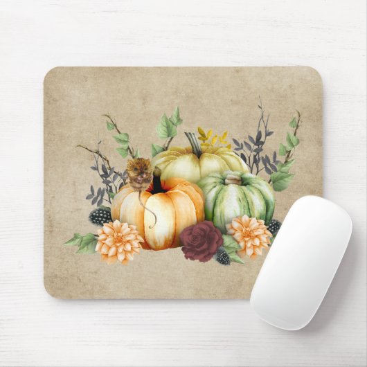 Halloween Autumn Pumpkin Watercolor Mousepad (Mit Mouse)