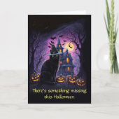 Halloween Away in der Uni Niedlich Witchy Cat Karte (Vorderseite)