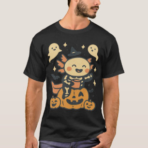 Halloween Axolotl Skelett Süß Kawaii Geist Kinder T-Shirt