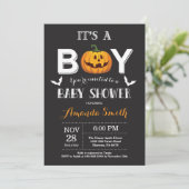 Halloween Baby Boy Shower Einladung (Stehend Vorderseite)