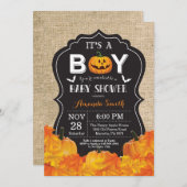 Halloween Baby Boy Shower Einladungskarte Burlap Einladung (Vorne/Hinten)