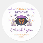 halloween baby brauen baby dusche danke runder aufkleber (Vorderseite)