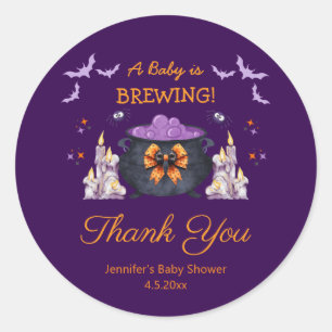 halloween baby brauen danke lila spuke runder aufkleber