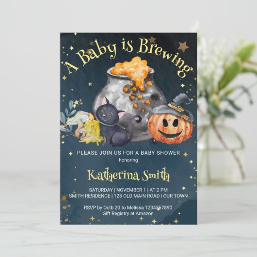 Halloween Baby Braut Einladung (Stehend Vorderseite)