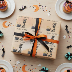 Halloween-Baby Brautparty Hexe Dusche Orange Geschenkpapier