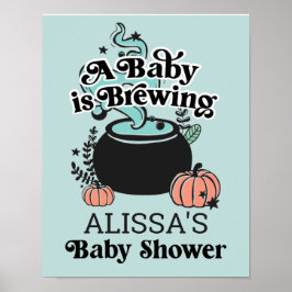 Halloween Baby Brewing Baby Dusche Begrüßungszeich Poster