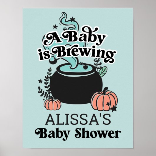 Halloween Baby Brewing Baby Dusche Begrüßungszeich Poster (Vorne)