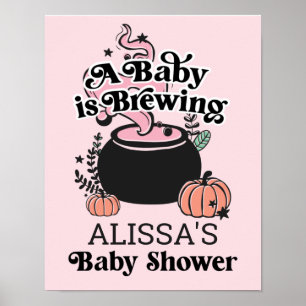 Halloween Baby Brewing Baby Dusche Begrüßungszeich Poster