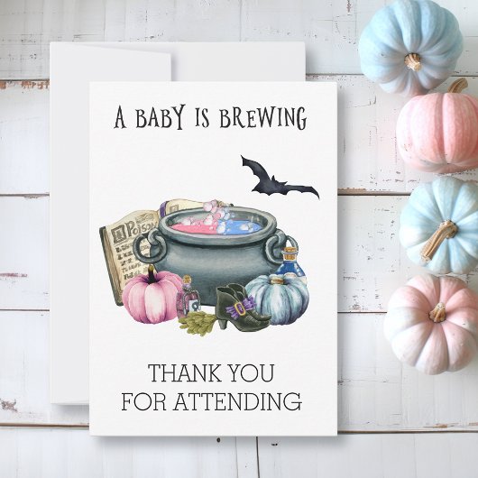 Halloween Baby Brewing Witch Gender Reveal Dankeskarte
