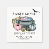 Halloween Baby Brewing Witch Gender Reveal Serviette (Vorderseite)