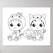 Halloween Baby Cat Dragon Costume Coloring Page Poster (Vorne)