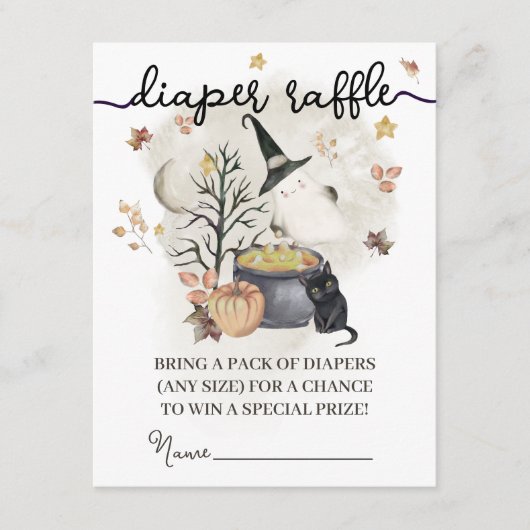 Halloween Baby Duschdusche Windeln Raffle. Begleitkarte (Vorderseite)