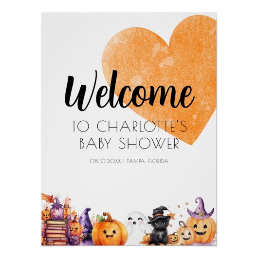 Halloween Baby Dusche Begrüßungszeichen Poster (Vorderseite)