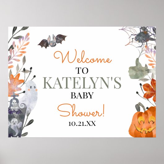 Halloween Baby Dusche Begrüßungszeichen Poster (Vorne)