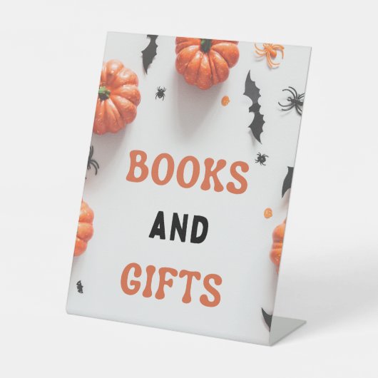 Halloween Baby Dusche eine kleine Boo-Einladung Sockelschild (Vorderseite)