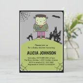 Halloween Baby Dusche Einladung Oktober Monster (Stehend Vorderseite)