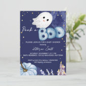 Halloween Baby Dusche flüchtige Blick ein niedlich Einladung (Stehend Vorderseite)