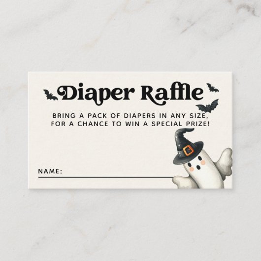 Halloween Baby Dusche Kleiner Boo Diaper Raffle Begleitkarte (Vorderseite)