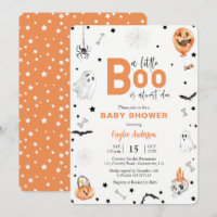 Halloween Baby Dusche Little Boo Orange Einladung