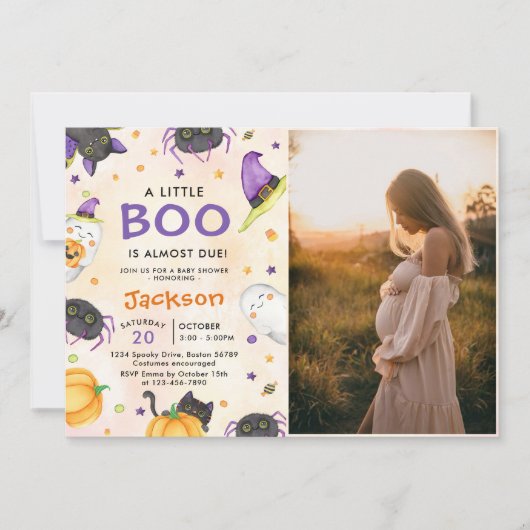 Halloween Baby Dusche Party Foto Einladung (Vorderseite)