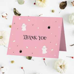 Halloween Baby Dusche Pastell Pink Dankeskarte