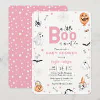 Halloween Baby Dusche Rosa Geist-Mädchen-Einladung