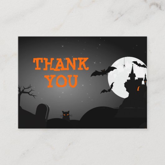 Halloween Baby Dusche Spuk House Danke Begleitkarte (Vorderseite)