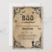 Halloween Baby Dusche Vintag Gothic Little Boo Einladung (Vorderseite)