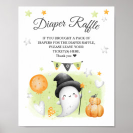 Halloween Baby Dusche Windeln Raffelzeichen Poster