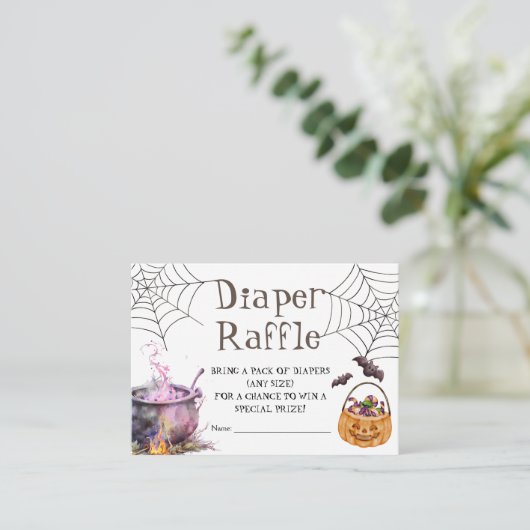 Halloween Baby Dusche Windeln Raffle Girl Pink Begleitkarte (Stehend Vorderseite)