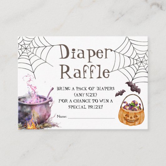 Halloween Baby Dusche Windeln Raffle Girl Pink Begleitkarte (Vorderseite)