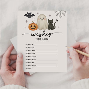 Halloween Baby Dusche wünscht sich Baby und Spiel Hinweiskarte