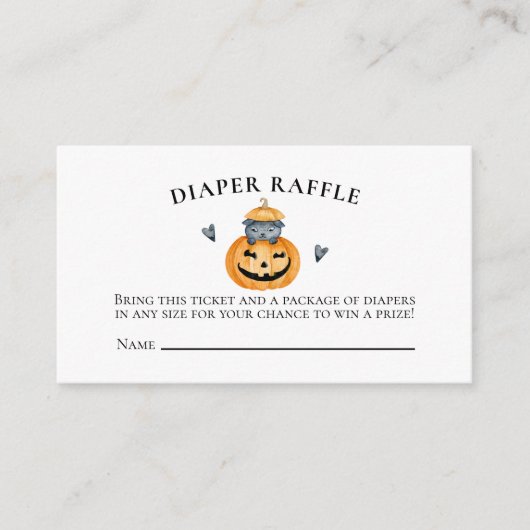 Halloween Baby Duwer Pumpkin Diaper Raffle Begleitkarte (Vorderseite)