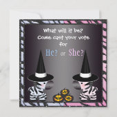 Halloween-Baby-Geschlecht decken Zebras u. Kürbise Einladung (Rückseite)