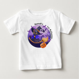 Halloween Baby Niedlich Cat Hexe Personalisierter T-shirt