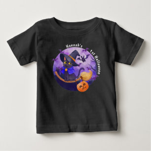 Halloween Baby Niedlich Cat Hexe Personalisierter T-shirt